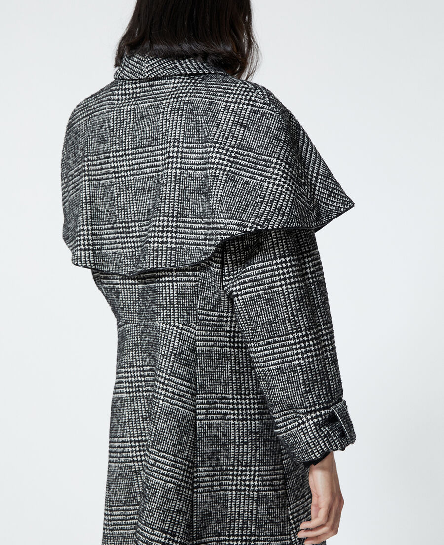 two-tone cape-effect wool coat