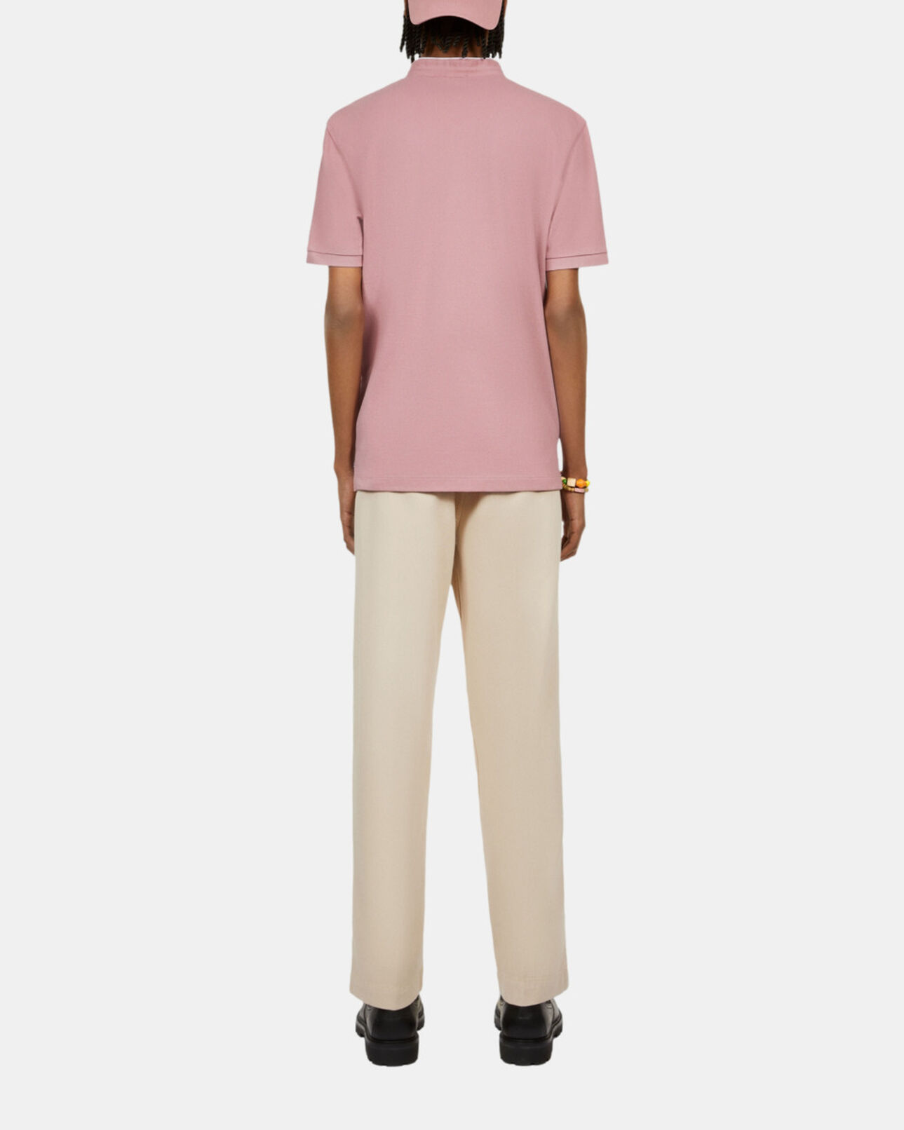 The Kooples MEN PINK WOOD pink pique cotton polo t-shirt