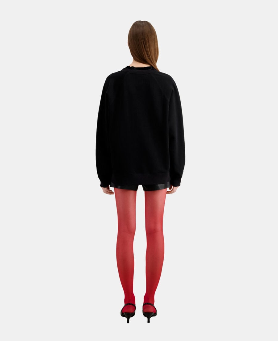 The Kooples F BLACK black sweatshirt with skull - roses serigraphy