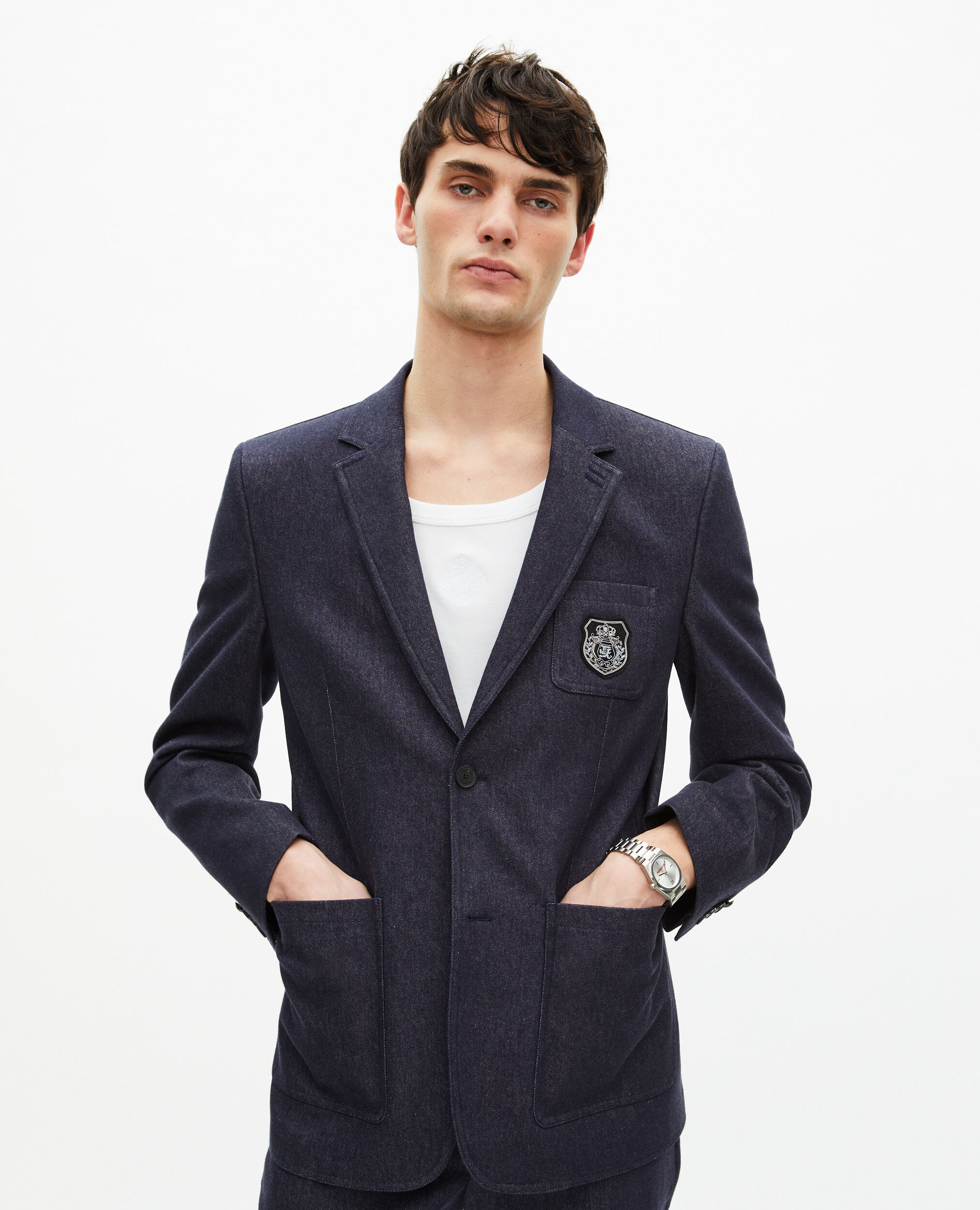 Blue denim-effect suit jacket, NAVY, hi-res image number null