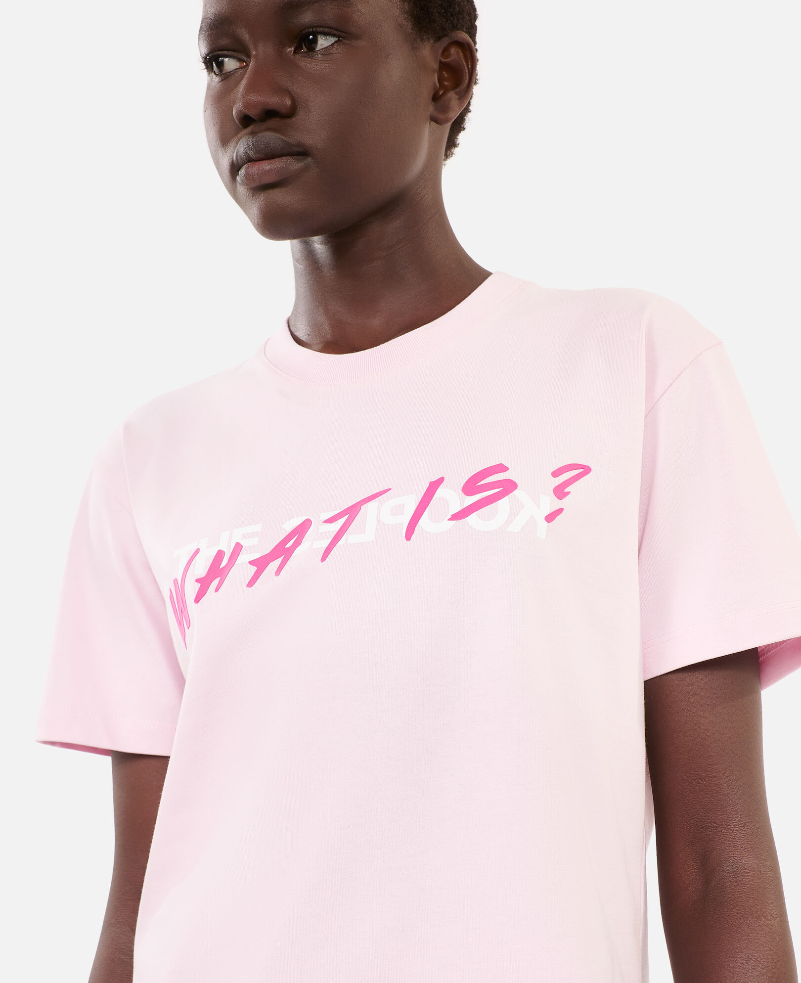The Kooples DAMEN PALE PINK rosa t-shirt mit what is-schriftzug