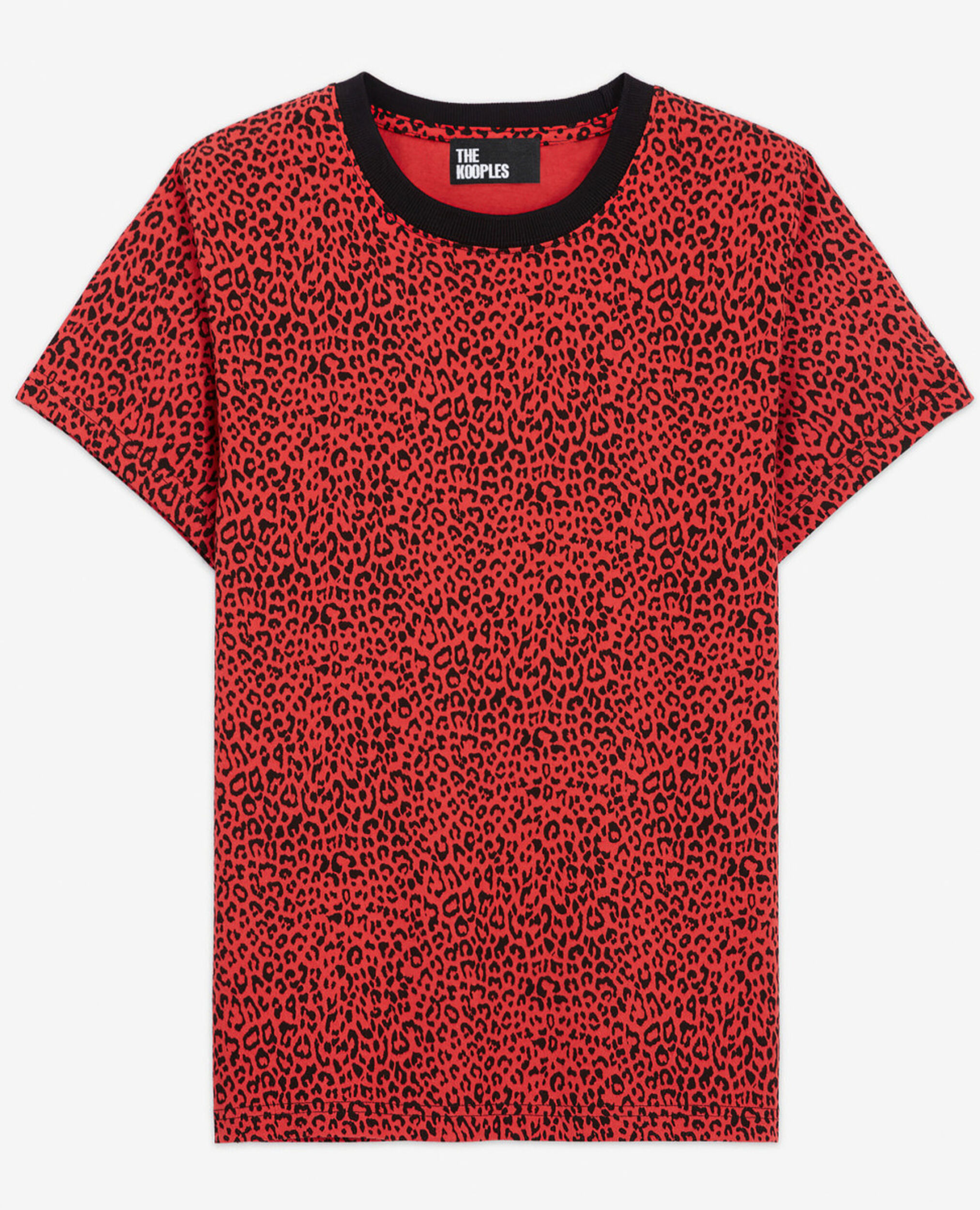 Red leopard print T-shirt, DARK RED, hi-res image number null