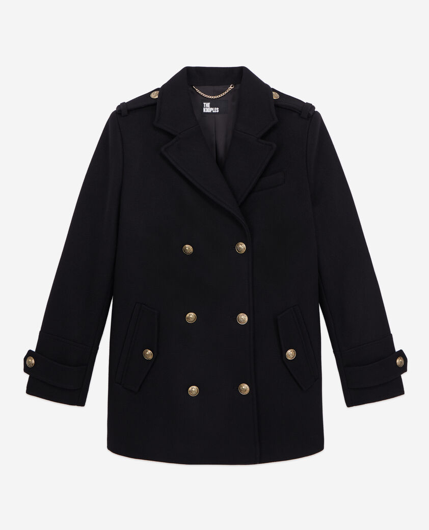 The Kooples FEMME BLACK caban noir en laine mélangée
