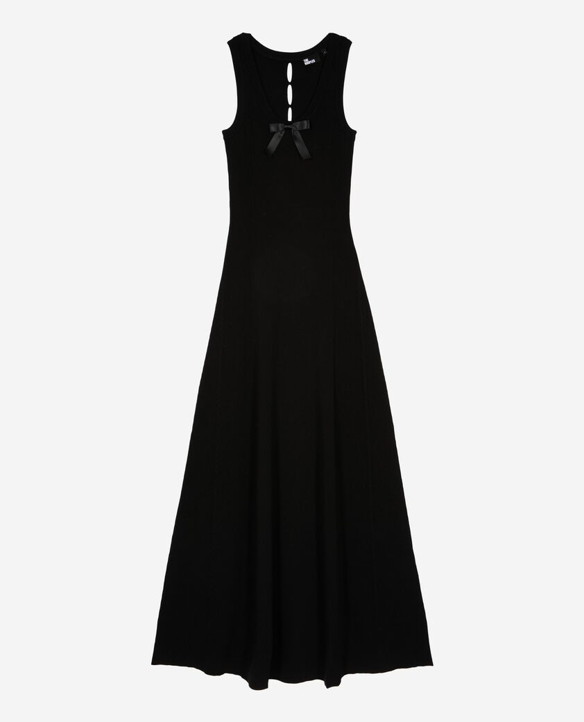 The Kooples DAMEN BLACK langes kleid aus schwarzem strick