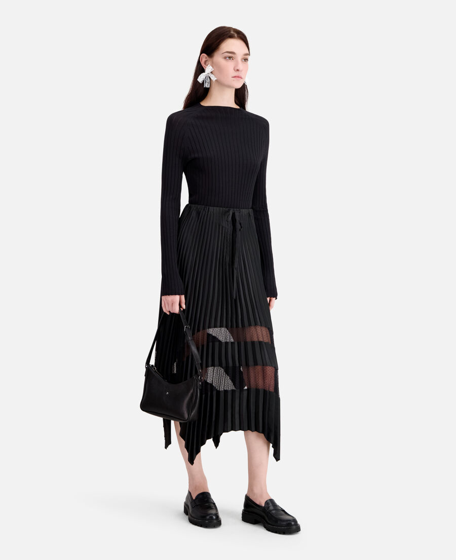 long black pleated skirt