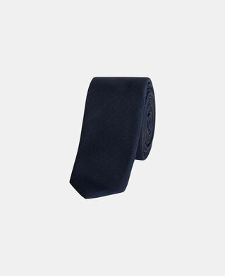 The Kooples H DARK NAVY skinny plain blue silk tie