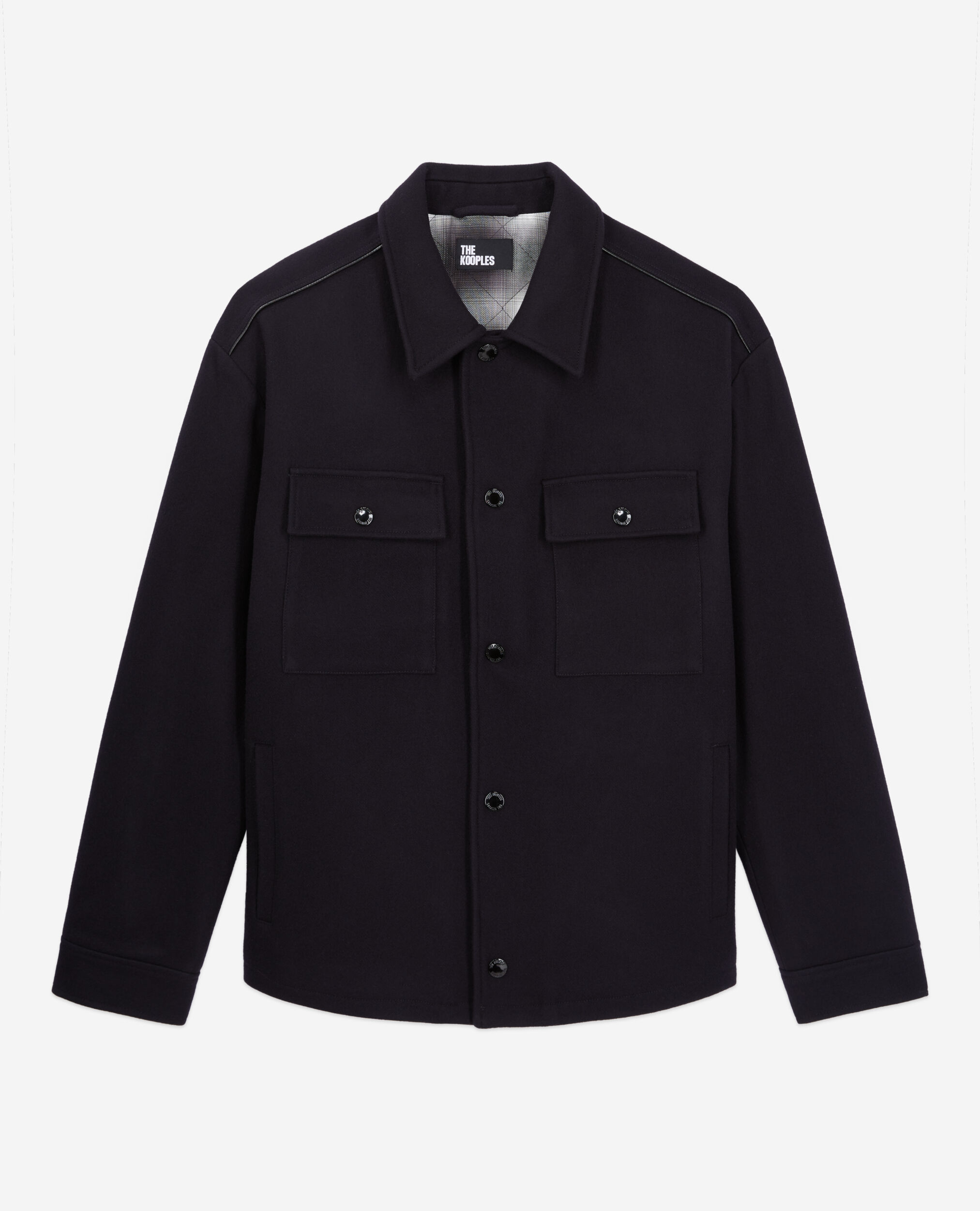 Blue wool blend overshirt jacket