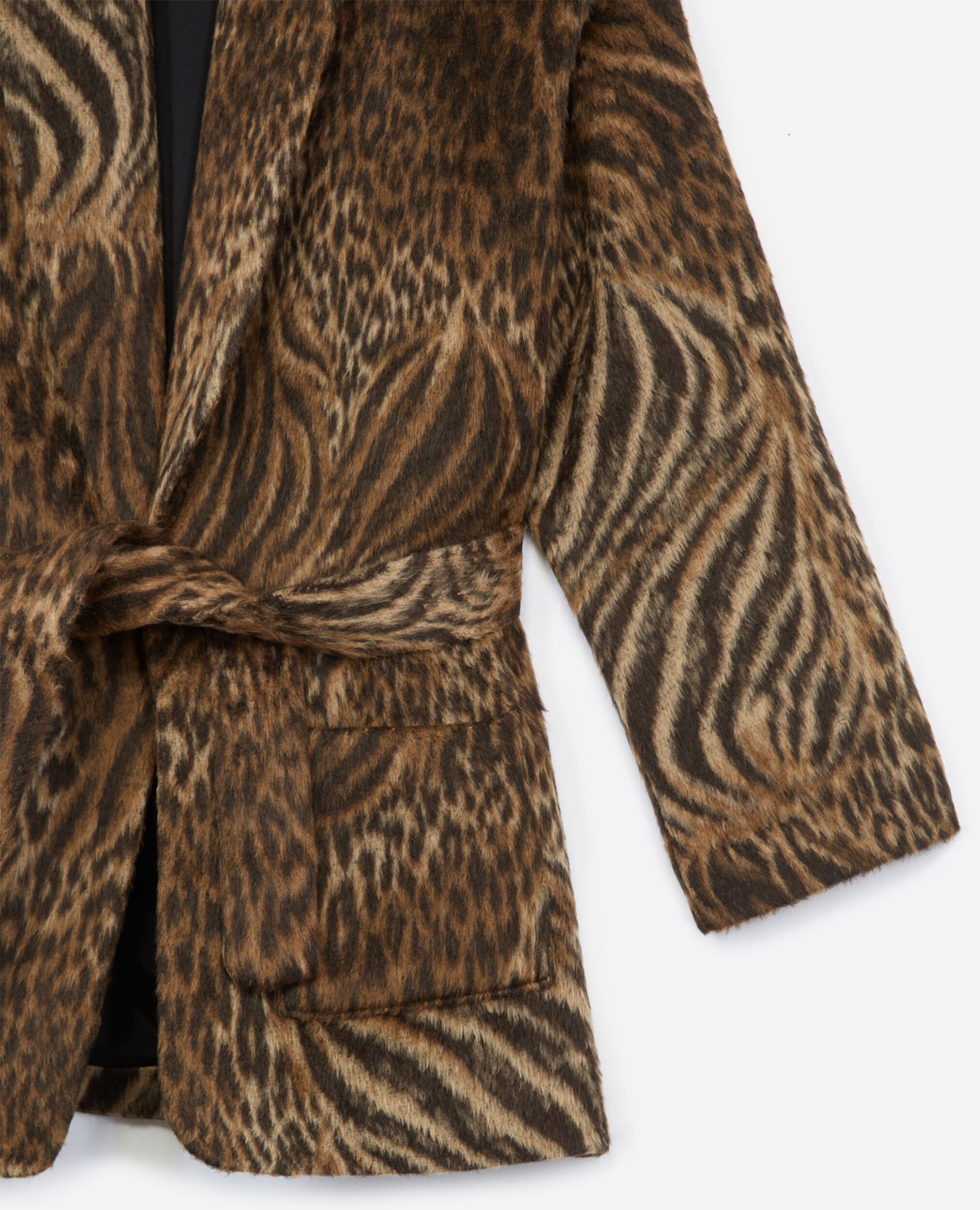 Short belted wool leopard coat, MULTICOLOR, hi-res image number null