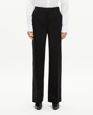 The Kooples FEMME BLACK pantalon tailleur large détails satin noir