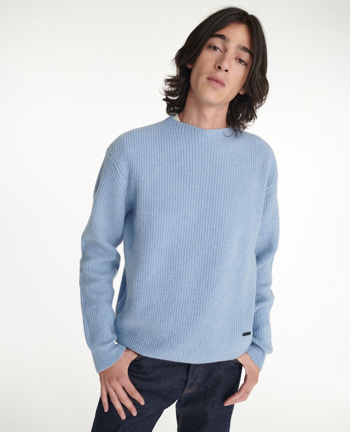Light blue crew neck top sweater
