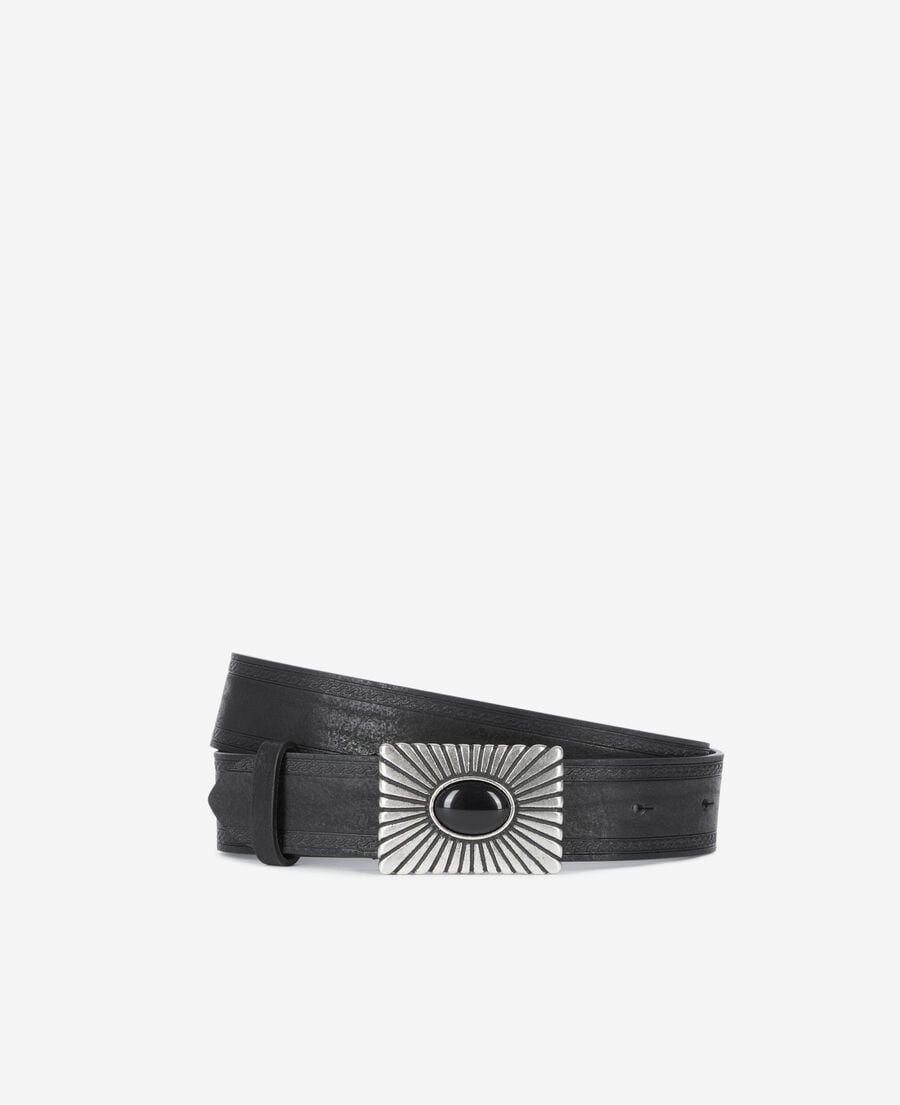 The Kooples WOMEN BLACK black leather belt