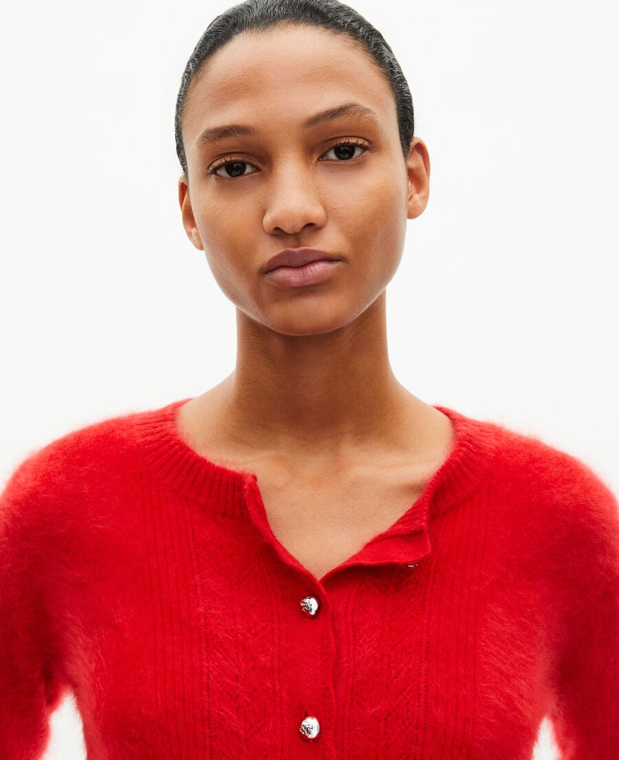 The Kooples F TANGO RED red cashmere cardigan
