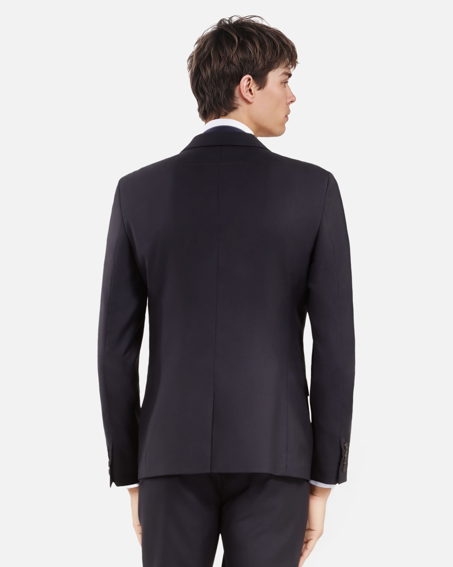 Navy blue wool suit jacket straight tailored cut, DARK NAVY, hi-res image number null