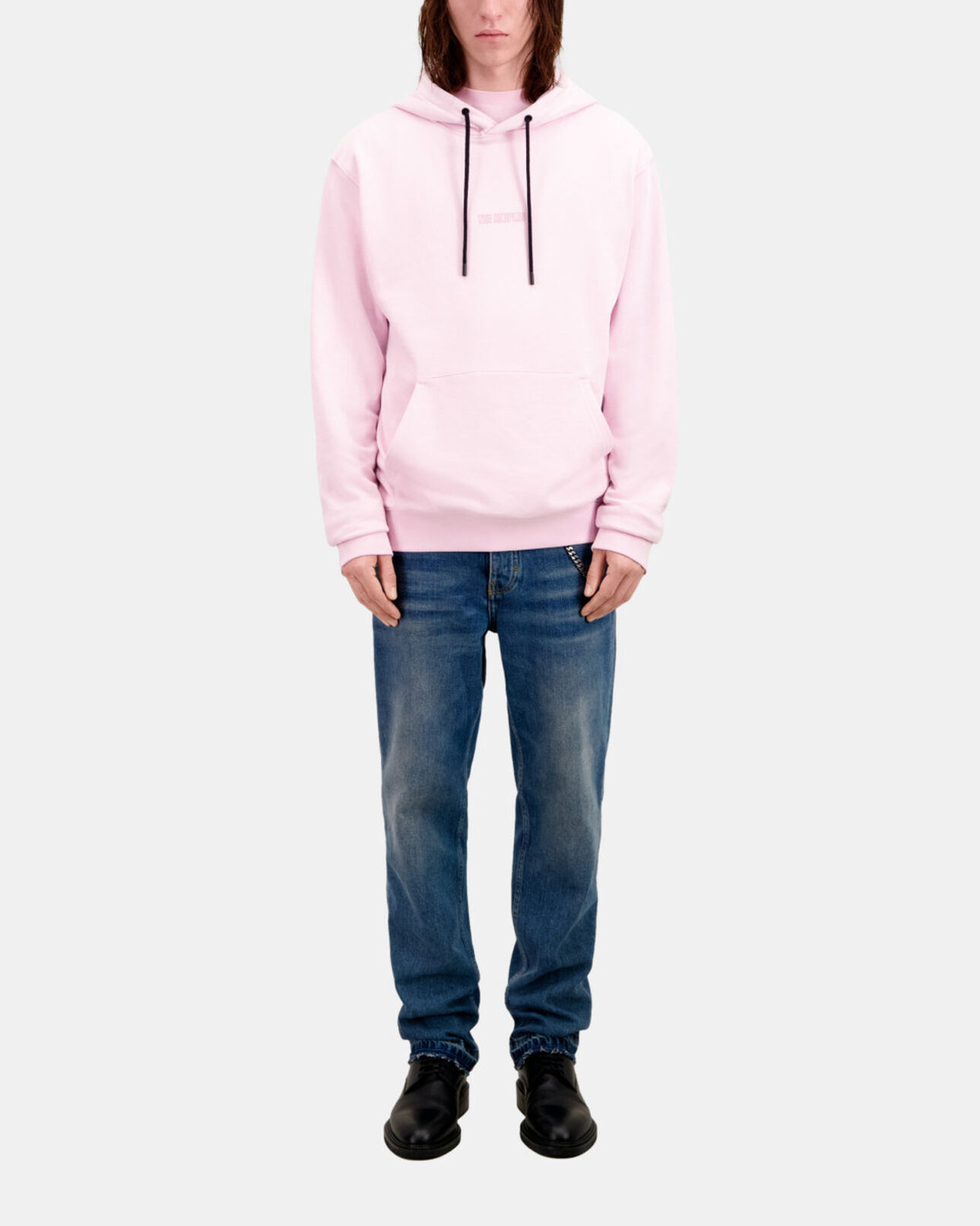 The Kooples HOMME PALE PINK sweatshirt à capuche rose avec logo