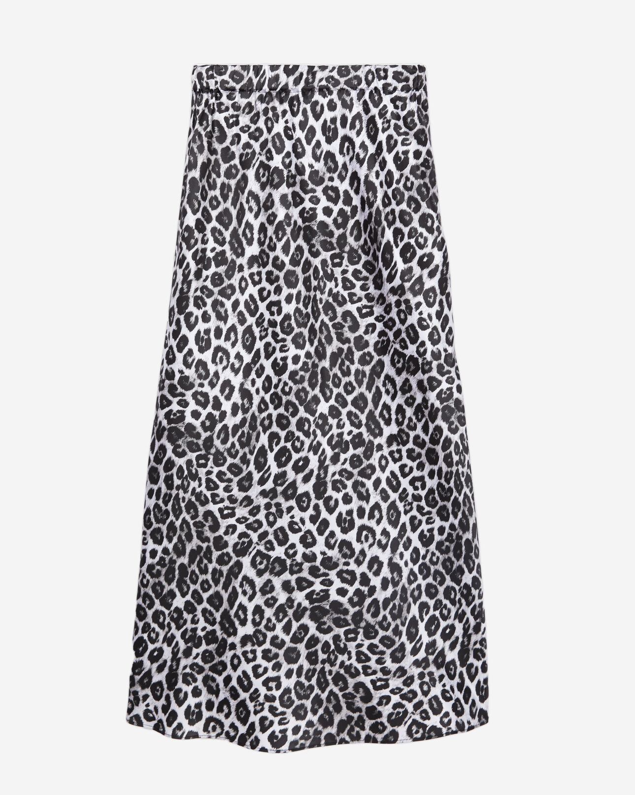 The Kooples WOMEN BLACK WHITE LEOPARD long printed silk skirt
