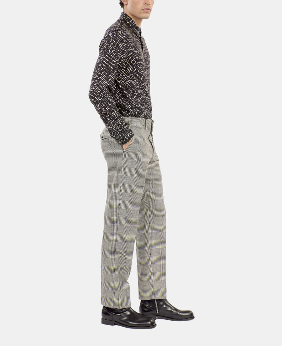 The Kooples HOMME BLACK WHITE pantalon de costume en laine pied de poule noir et blanc