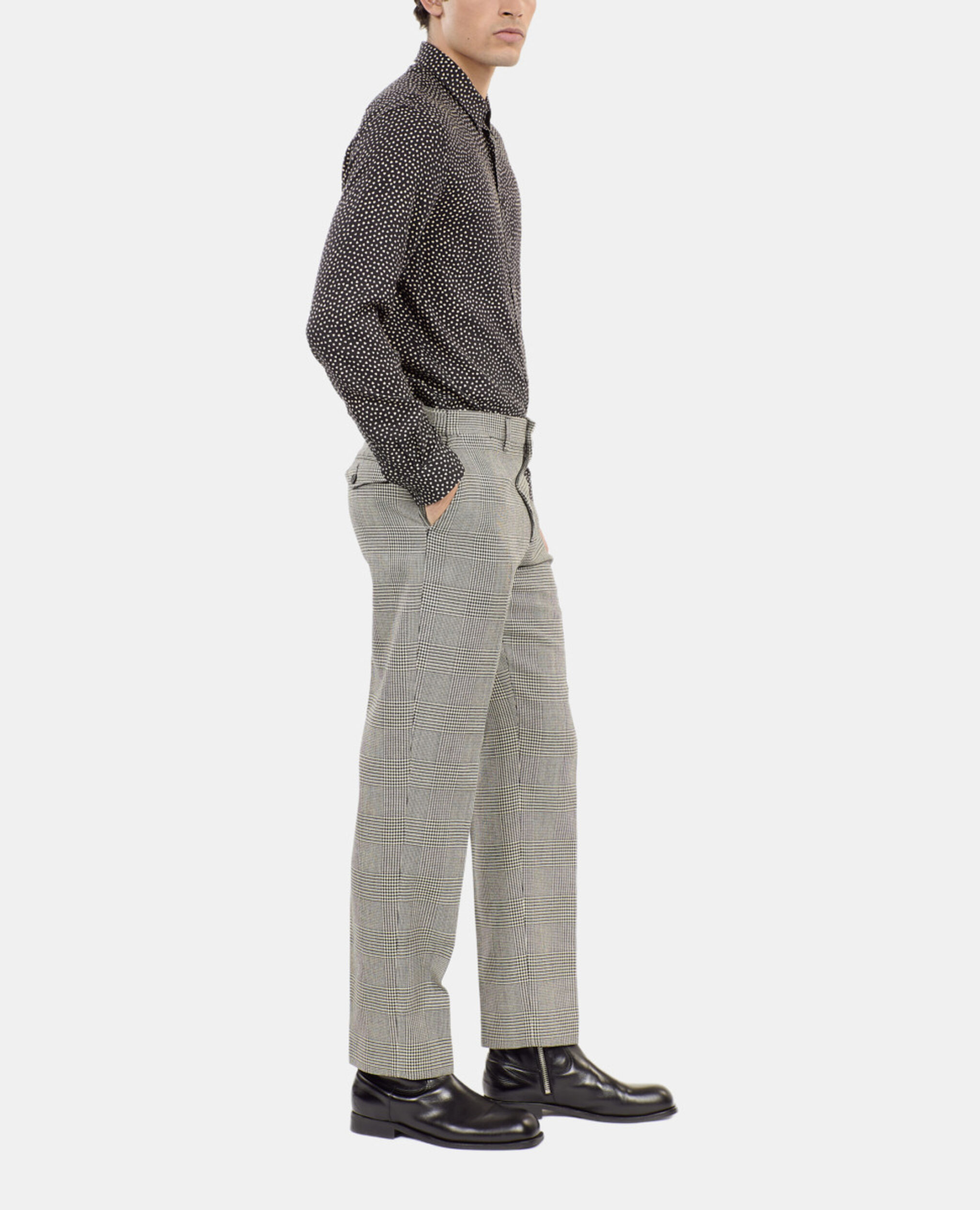 Pantalon de costume en laine pied de poule noir et blanc, BLACK WHITE, hi-res image number null
