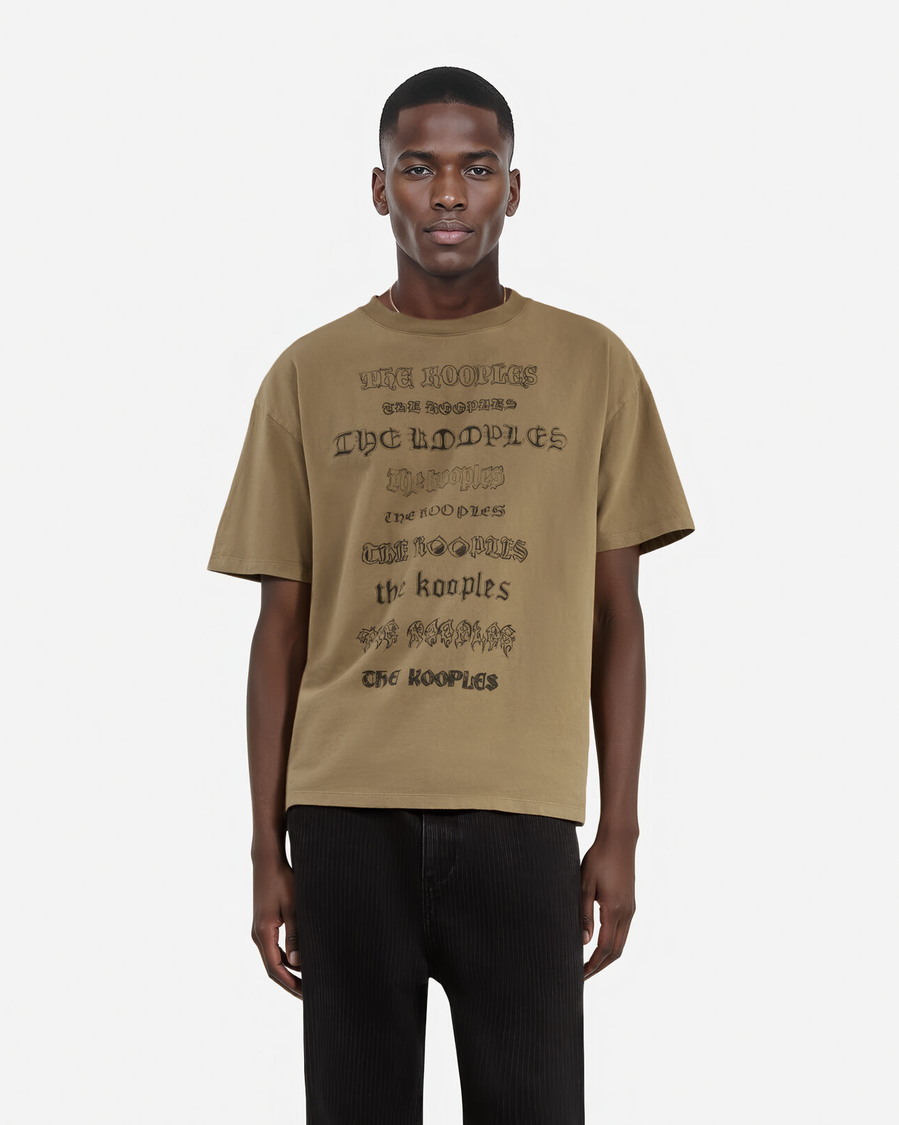 The Kooples H LIGHT BROWN t-shirt with brown silk-screen print