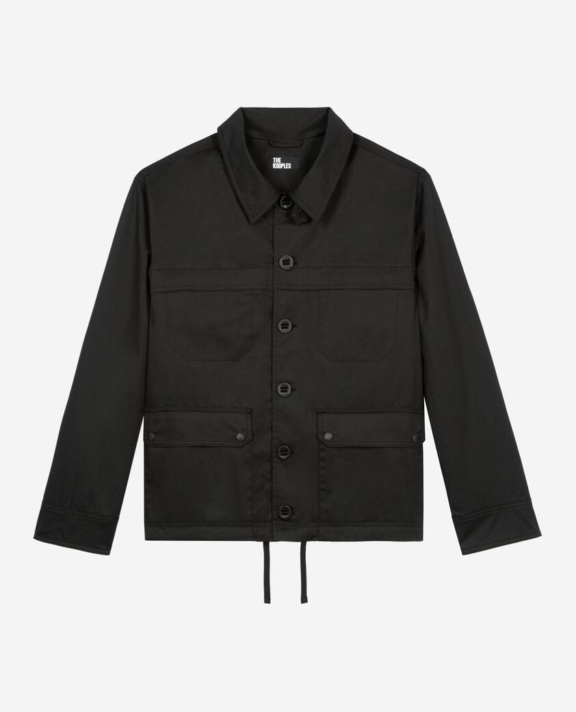 The Kooples HOMME BLACK parka courte à capuche noire