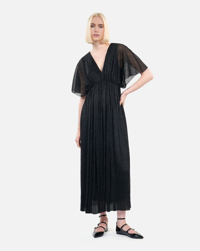 The Kooples WOMEN BLACK black metallic jersey long dress
