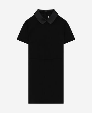 The Kooples F BLACK short dress with claudine collar in black satin