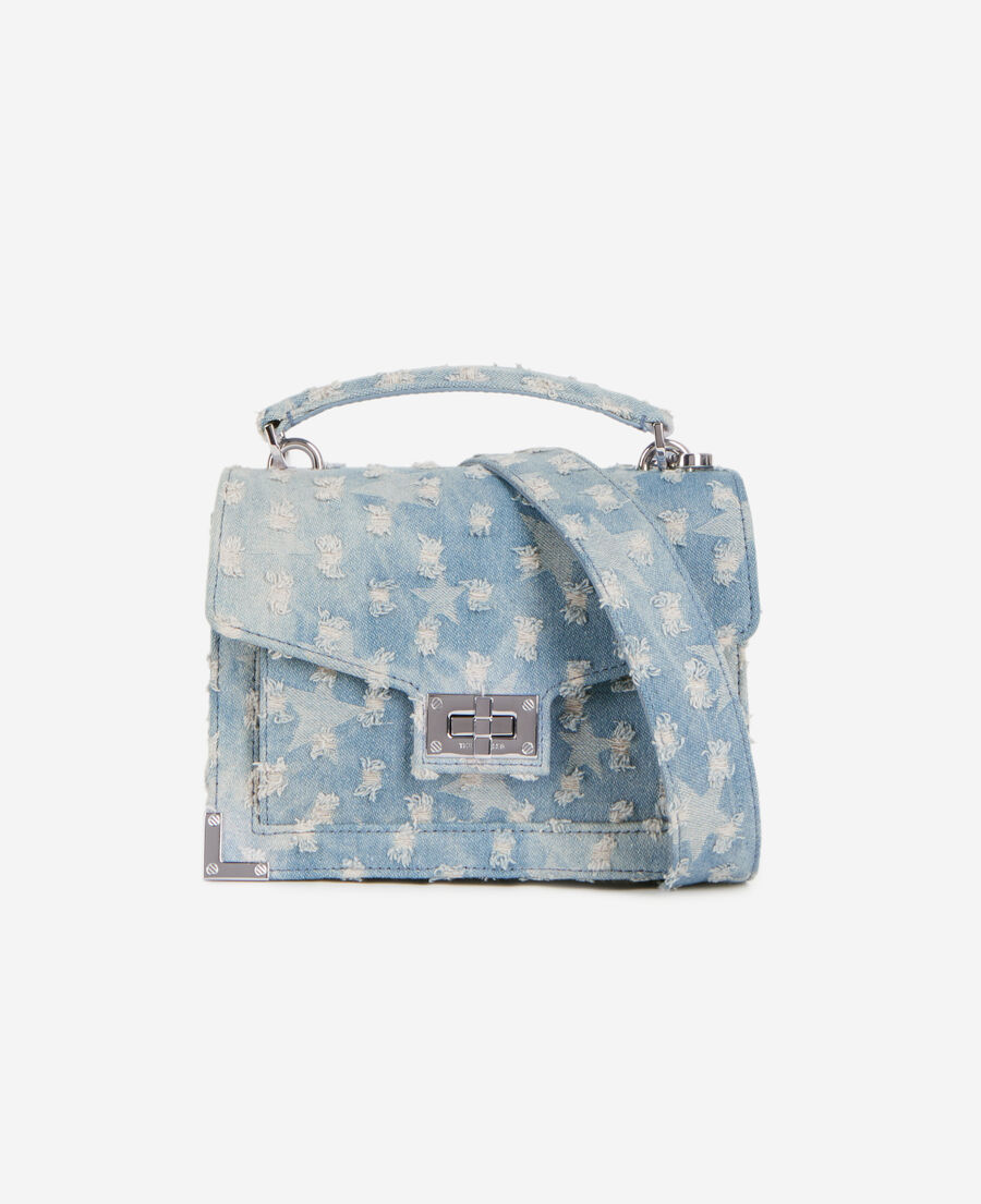 The Kooples F BLUE DENIM small emily blue denim bag with stars