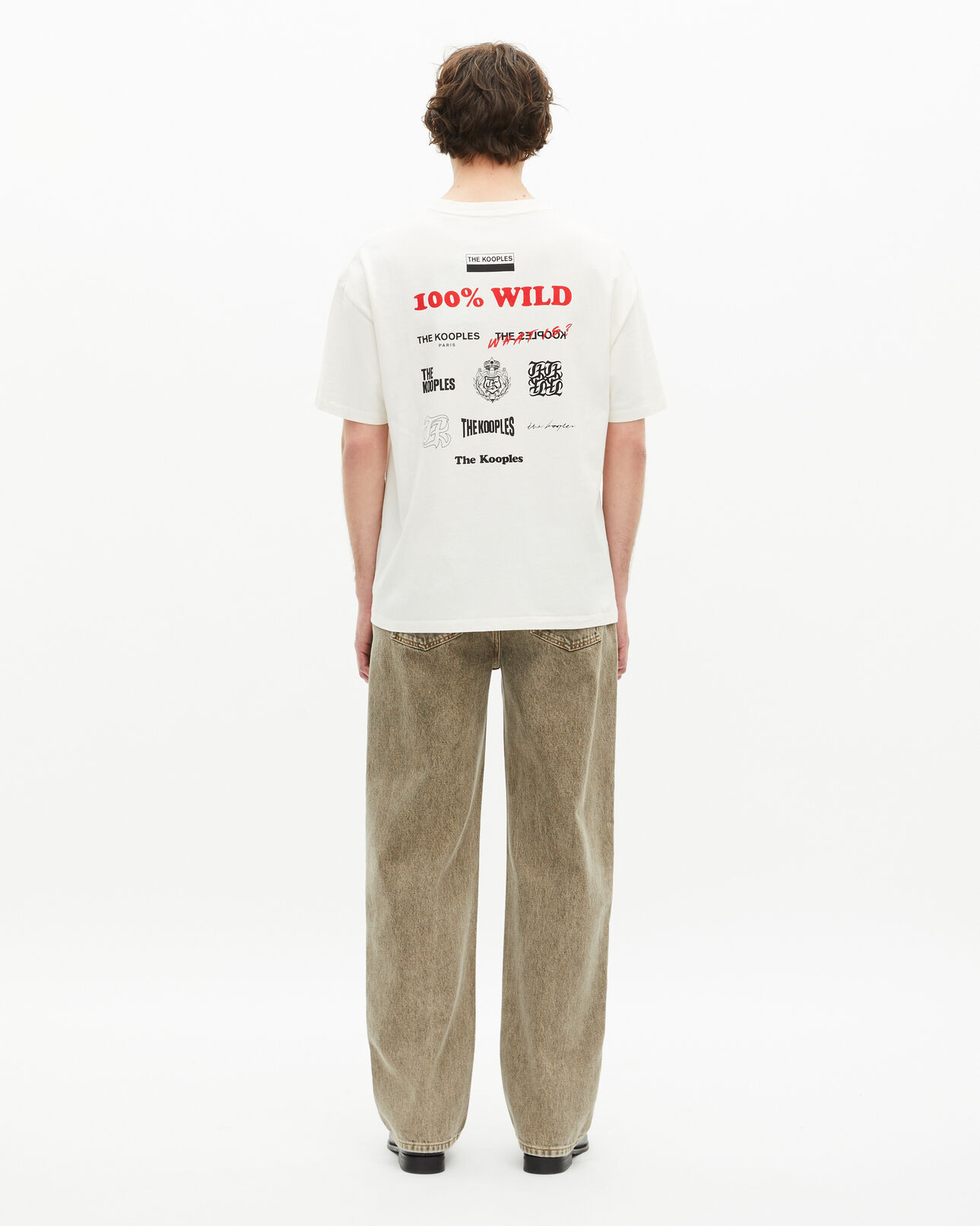 The Kooples HERREN ECRU ecrufarbenes t-shirt mit 100% wild-siebdruck