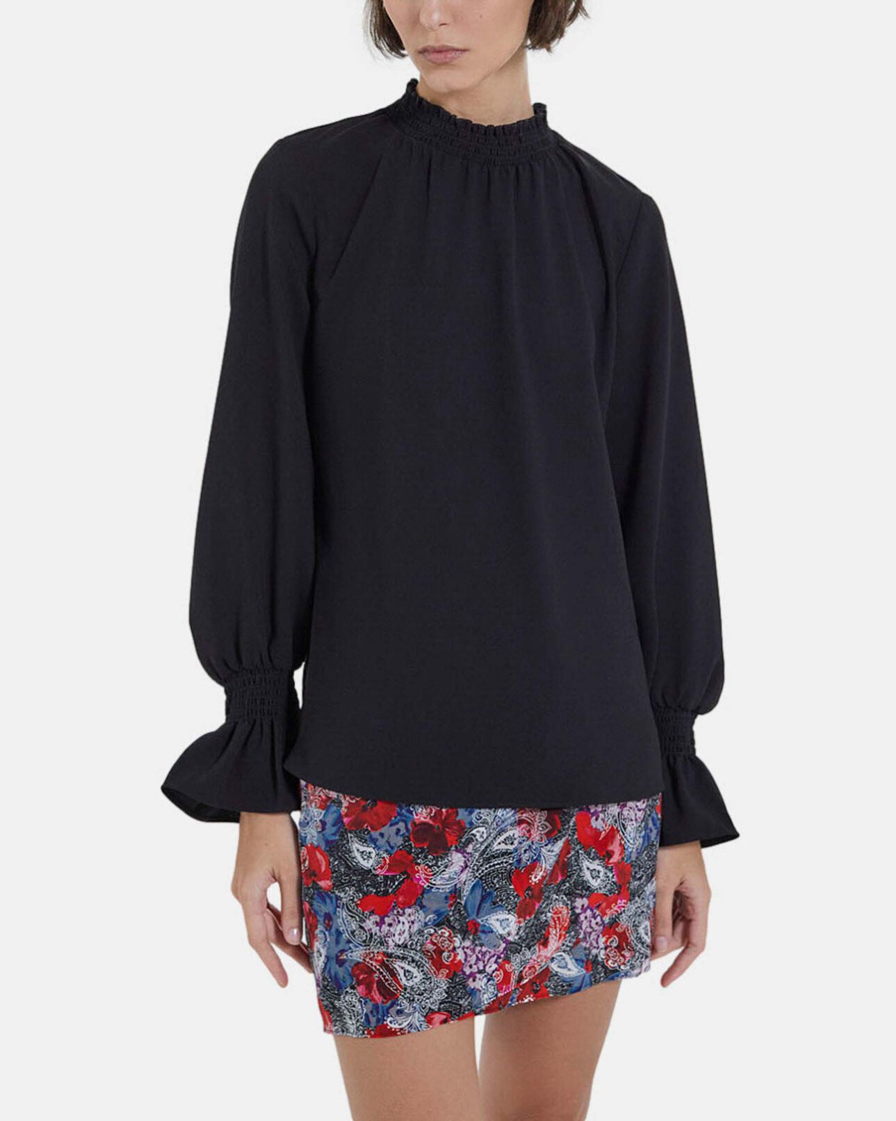 The Kooples WOMEN BLACK crepe fabric blouse