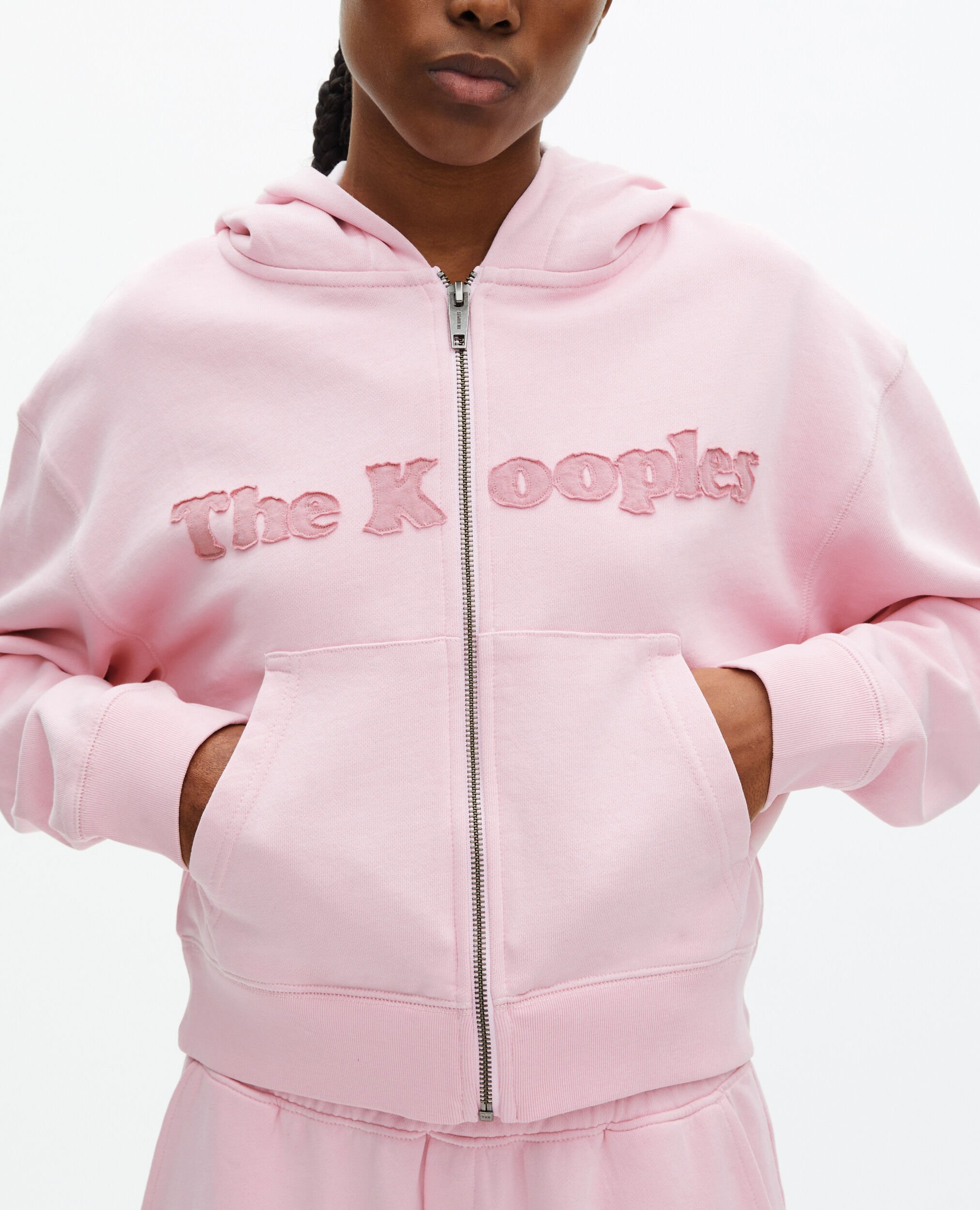 Sweatshirt mit Reißverschluss und rosa Logo, LILA, hi-res image number null
