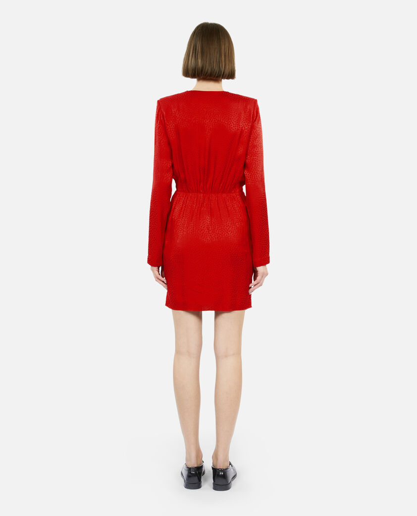 The Kooples FEMME ORIENTAL RED robe courte à pois jacquard rouge