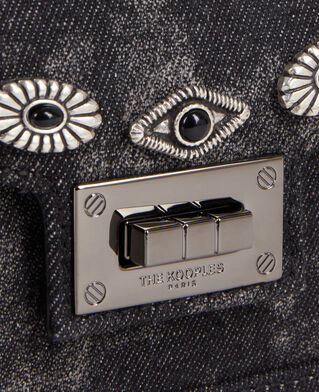 The Kooples F BLACK WASHED emily new nano black denim bag with rivets