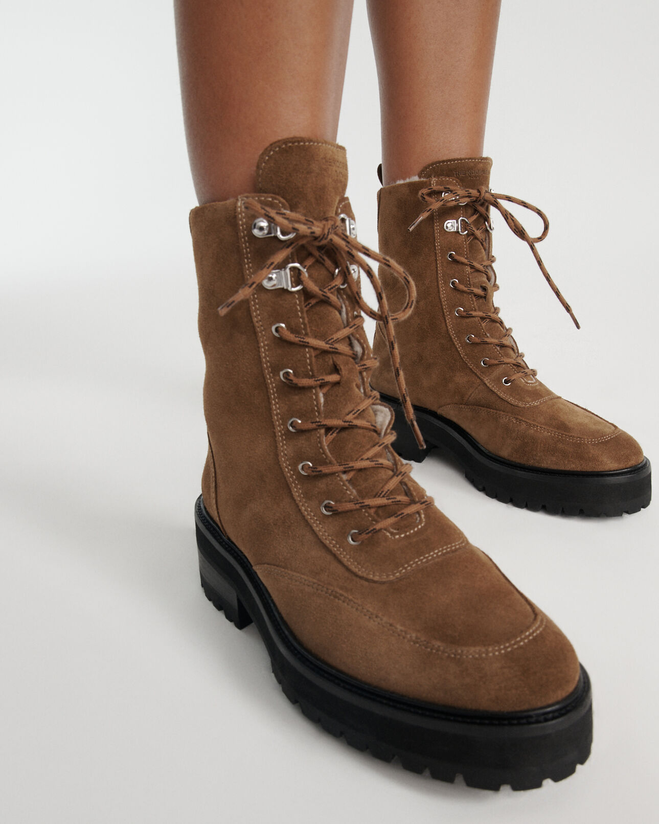 The Kooples MUJER CAMEL botines piel camel ante forrados