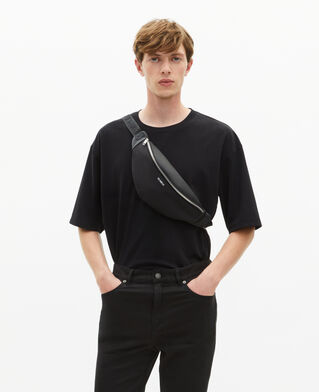 The Kooples H BLACK banana in canvas and black grained leather