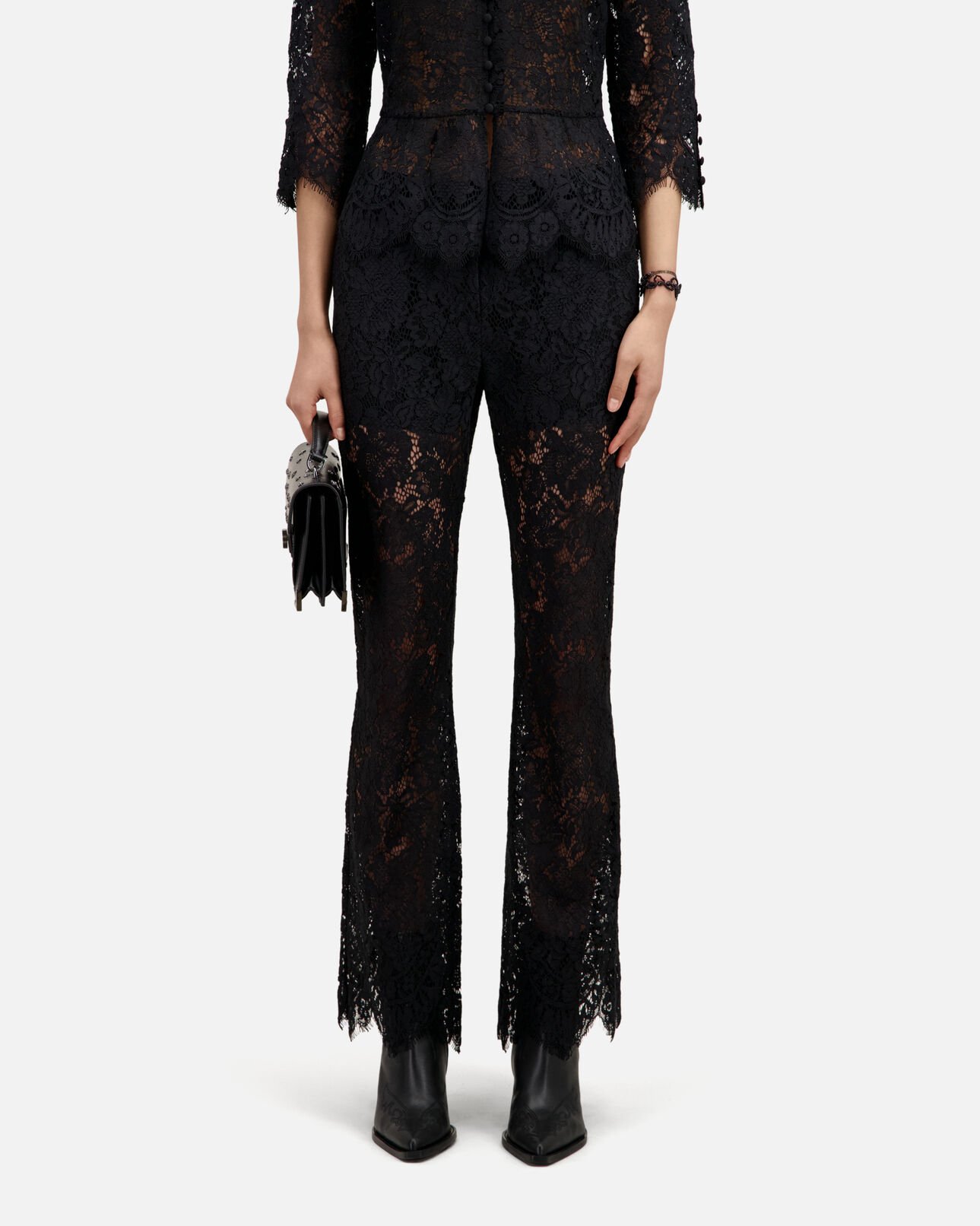 The Kooples WOMEN BLACK black lace trousers