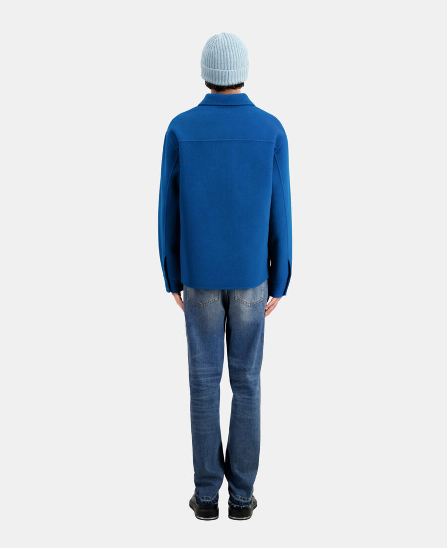 The Kooples HOMME MEDIUM BLUE blouson type surchemise bleu en laine