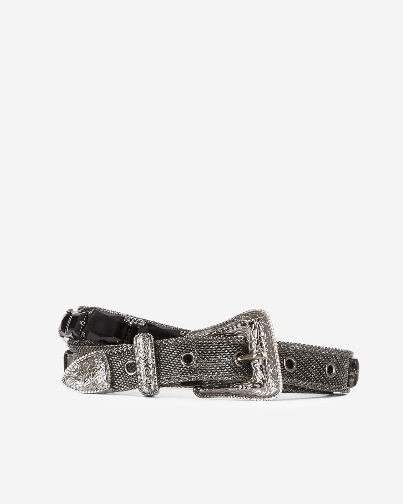 The Kooples FEMME BLACK ceinture avec bijoux noirs et boucle western