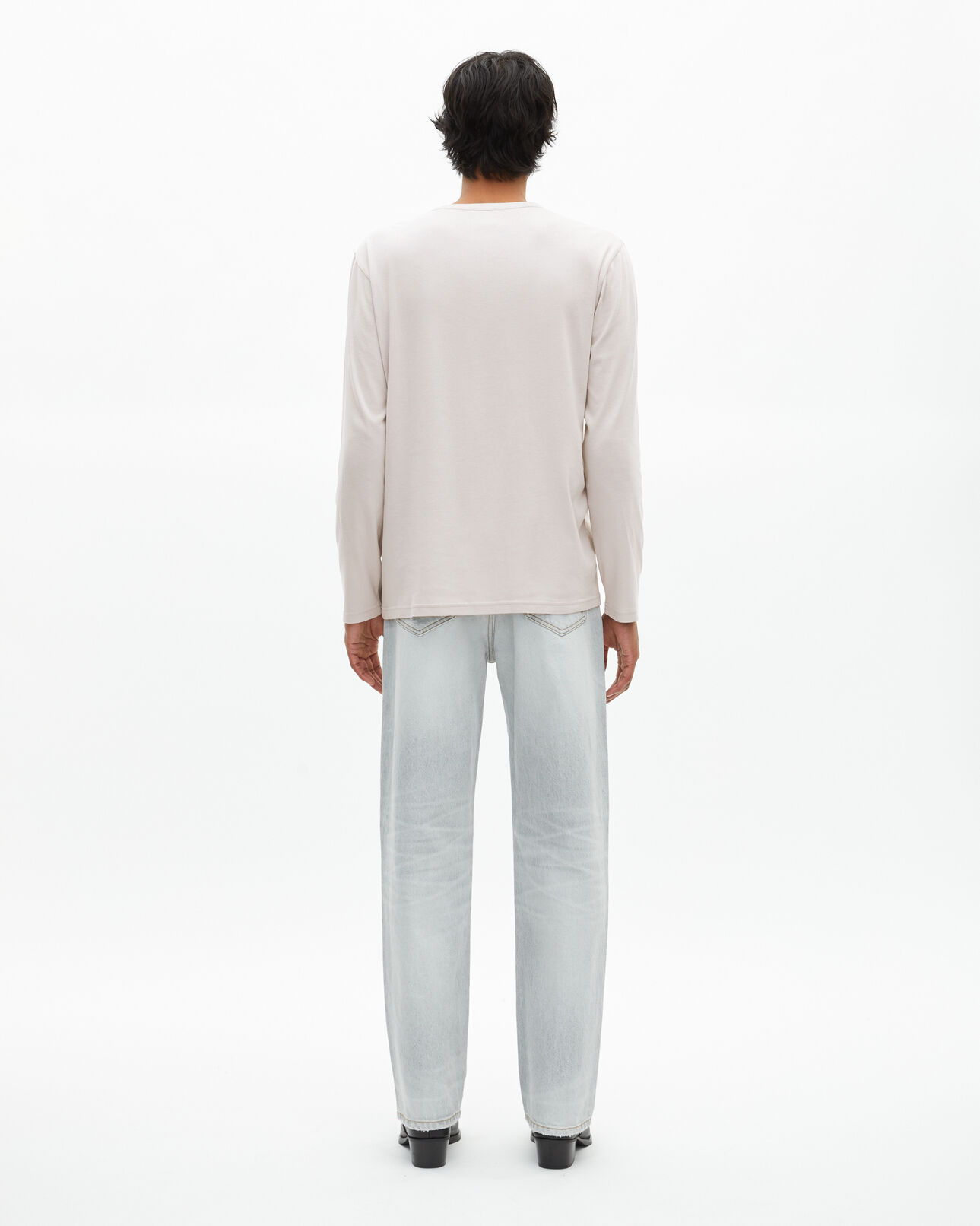 The Kooples MEN LIGHT GREY long-sleeved t-shirt with gray crest