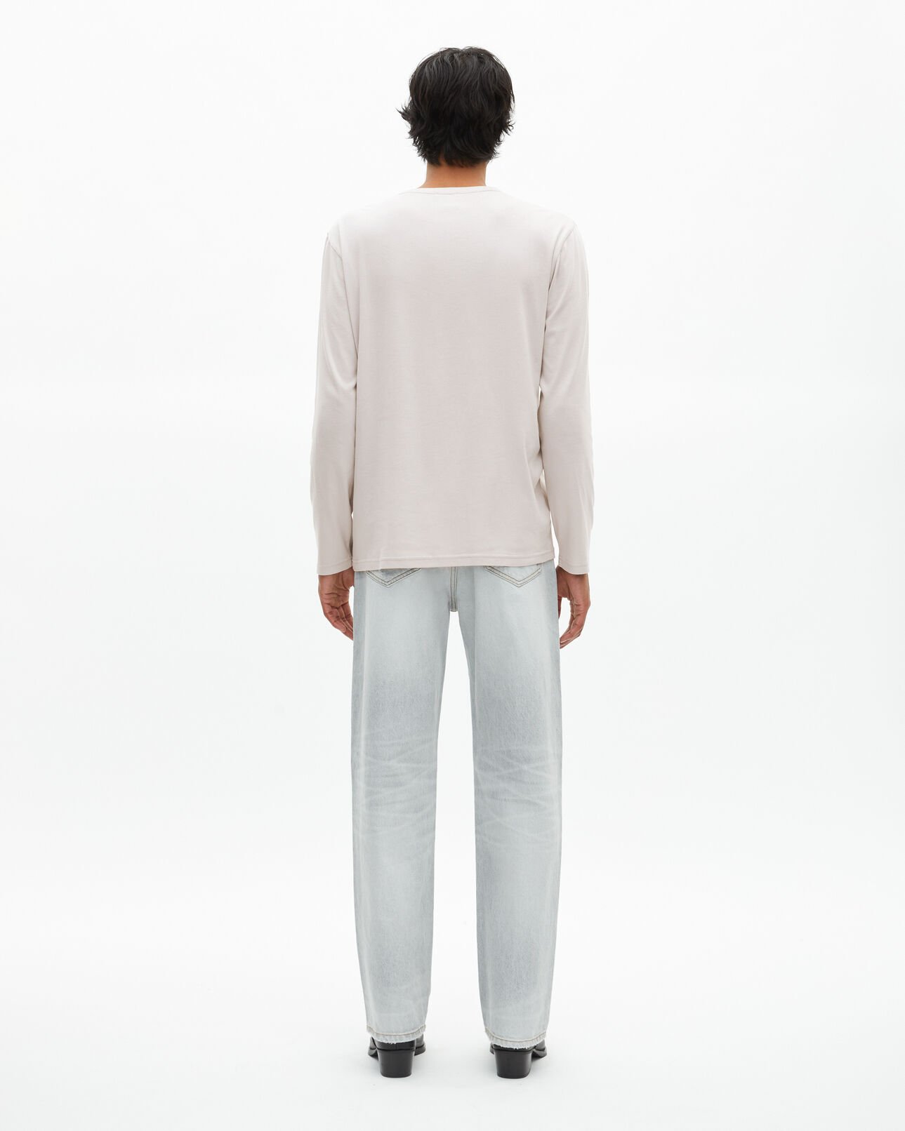 The Kooples MEN LIGHT GREY long-sleeved t-shirt with gray crest
