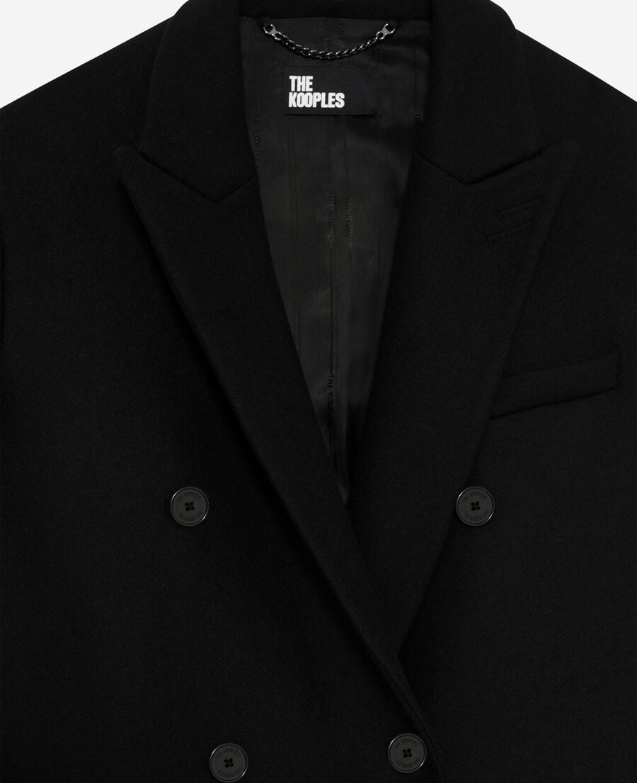 The Kooples DAMEN BLACK langer, gekreuzter mantel schwarz