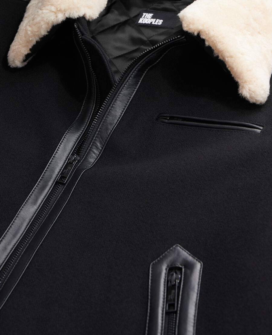 black wool-blend bomber jacket