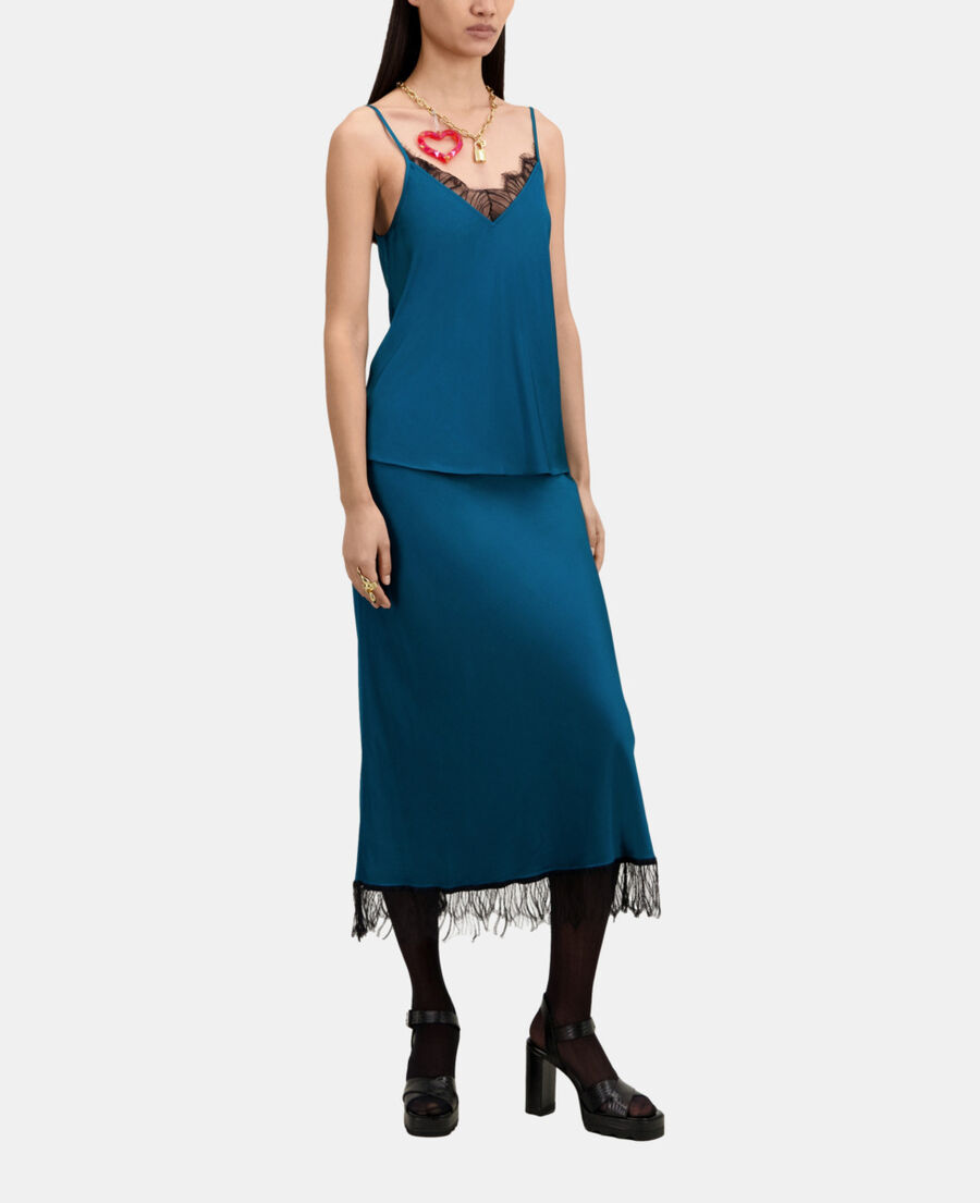 The Kooples F MEDIUM BLUE blue camisole with lace details