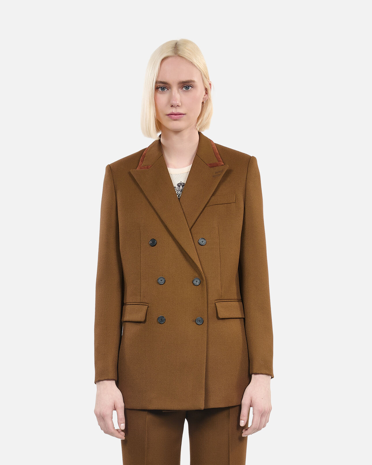 The Kooples WOMEN KAKI brown wool suit jacket