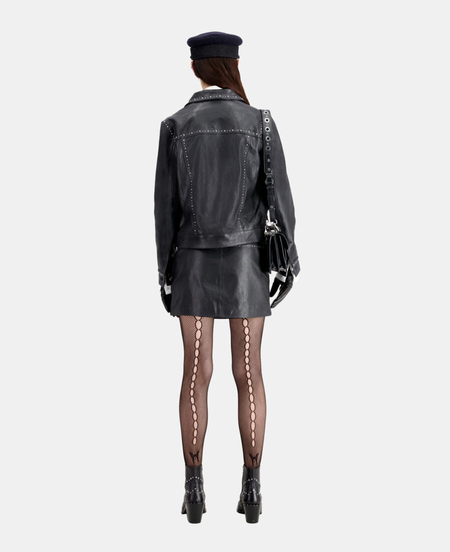 black leather jacket with studs