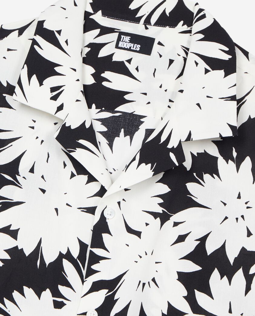 The Kooples MEN BLACK WHITE black floral print short-sleeve shirt