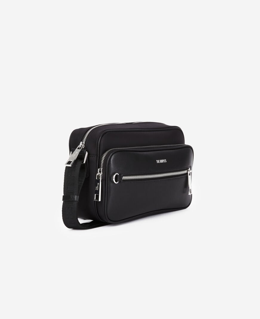 The Kooples HOMME BLACK sac messenger medium en cuir noir