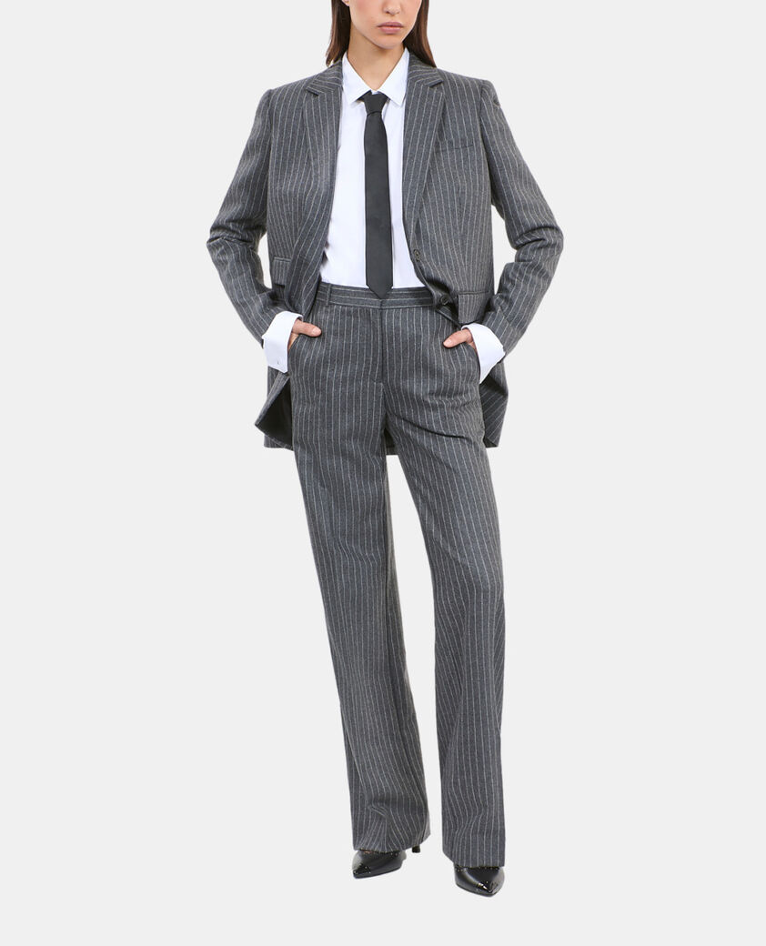 The Kooples FEMME LIGHT GREY pantalon tailleur droit à rayures