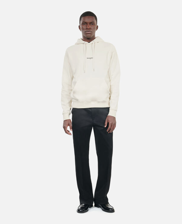 ecru hoodie with pouch pocket