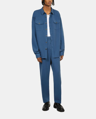 The Kooples H MIDDLE NAVY blue linen and cotton shirt