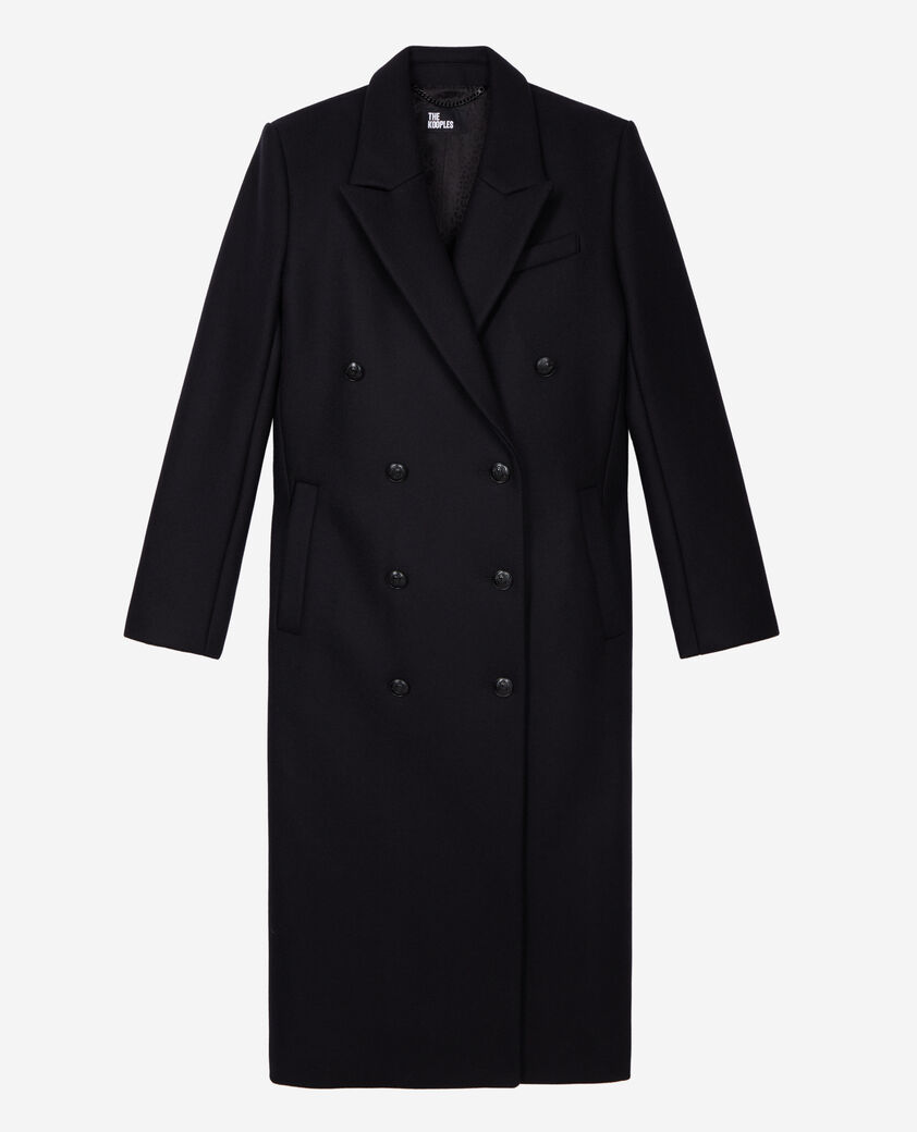 The Kooples WOMEN BLACK long black wool coat