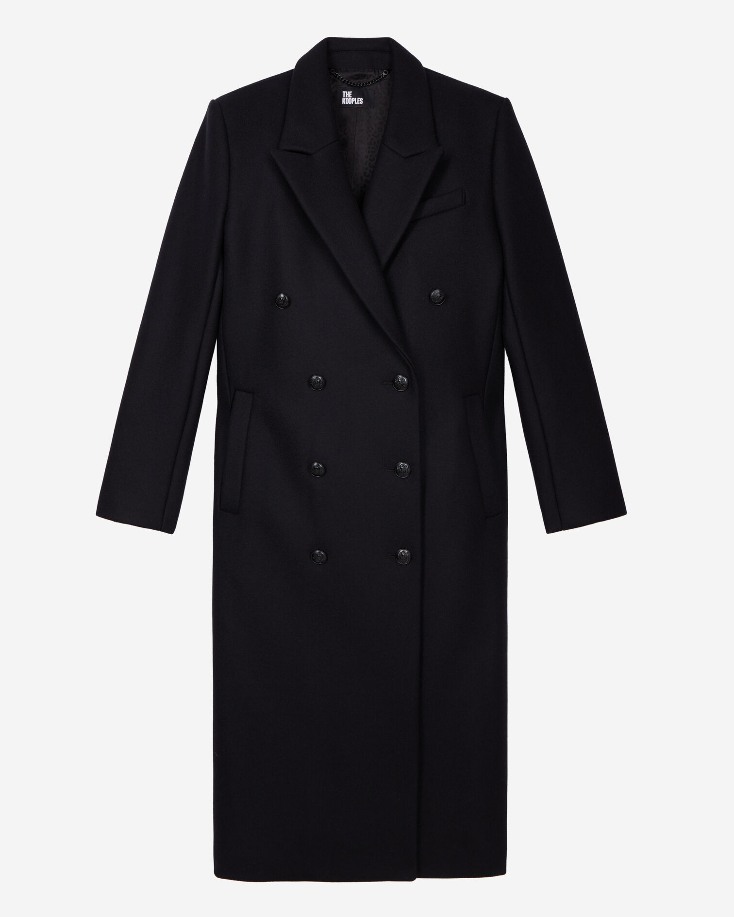 Manteau long noir en laine, BLACK, hi-res image number null